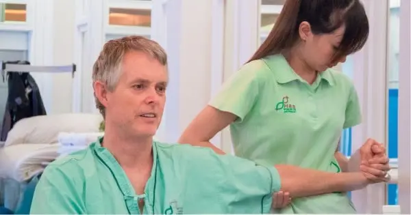 Jack Pearce with BBH nurse during therapy