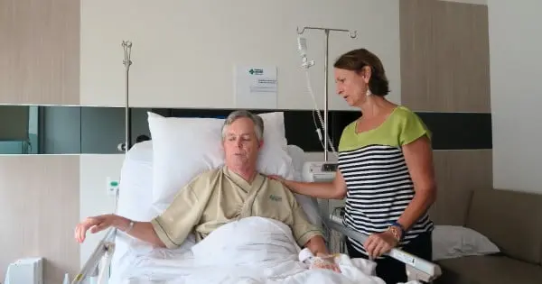 Jack Pearce with his wife in the hospital